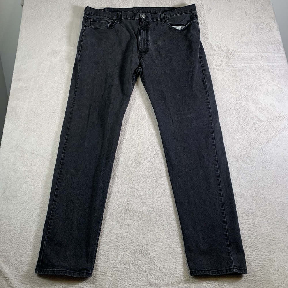 Levis 502 Jeans Mens 44x38 (44x34) Gray Dark‎ Wash Regular Taper Zip Fly Denim